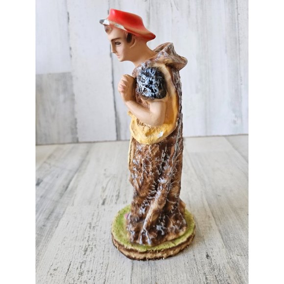 Vintage chalkware Italian Shepherd nativity man lb New York decor religious - Picture 2 of 8